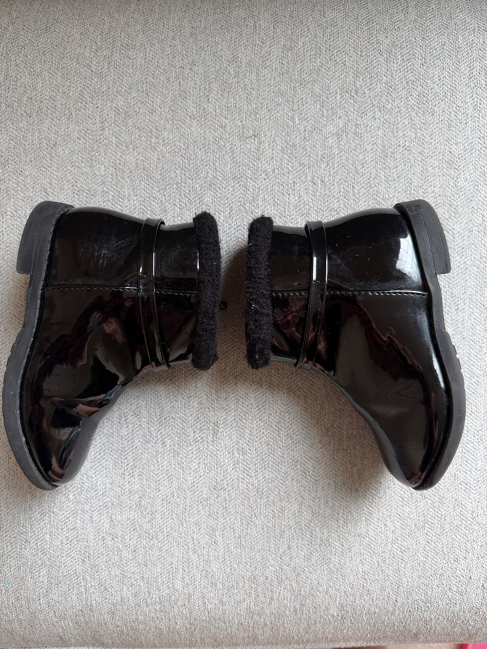 8t Gymboree Black Patent Faux-Fur Cuff Kids Boots
